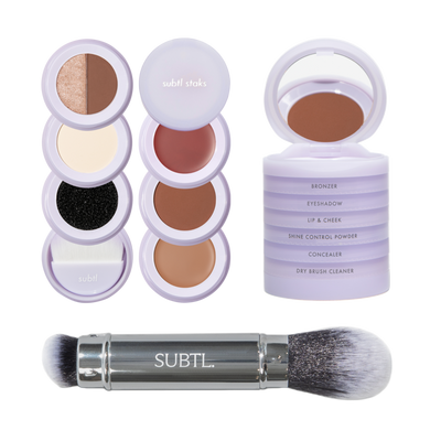 SUBTL. Beauty 6-in-1 Full Face Makeup Stak with Dual-Ended Face Brush