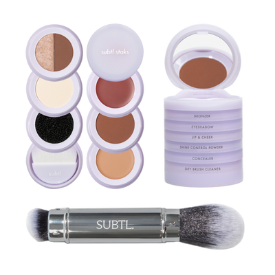 SUBTL. Beauty 6-in-1 Full Face Makeup Stak with Dual-Ended Face Brush