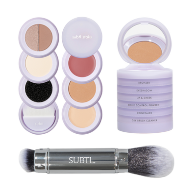 SUBTL. Beauty 6-in-1 Full Face Makeup Stak with Dual-Ended Face Brush