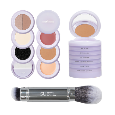 SUBTL. Beauty 6-in-1 Full Face Makeup Stak with Dual-Ended Face Brush