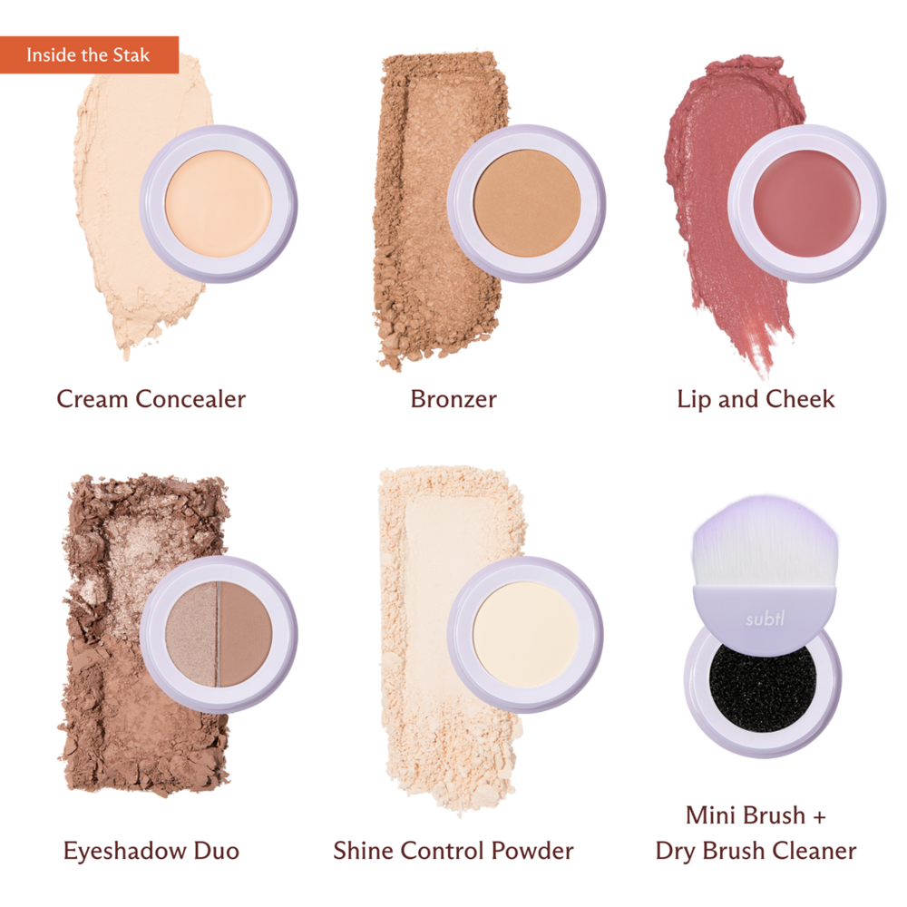 6-in-1 Full Face Makeup Stak with Dual-Ended Face Brush - 002C