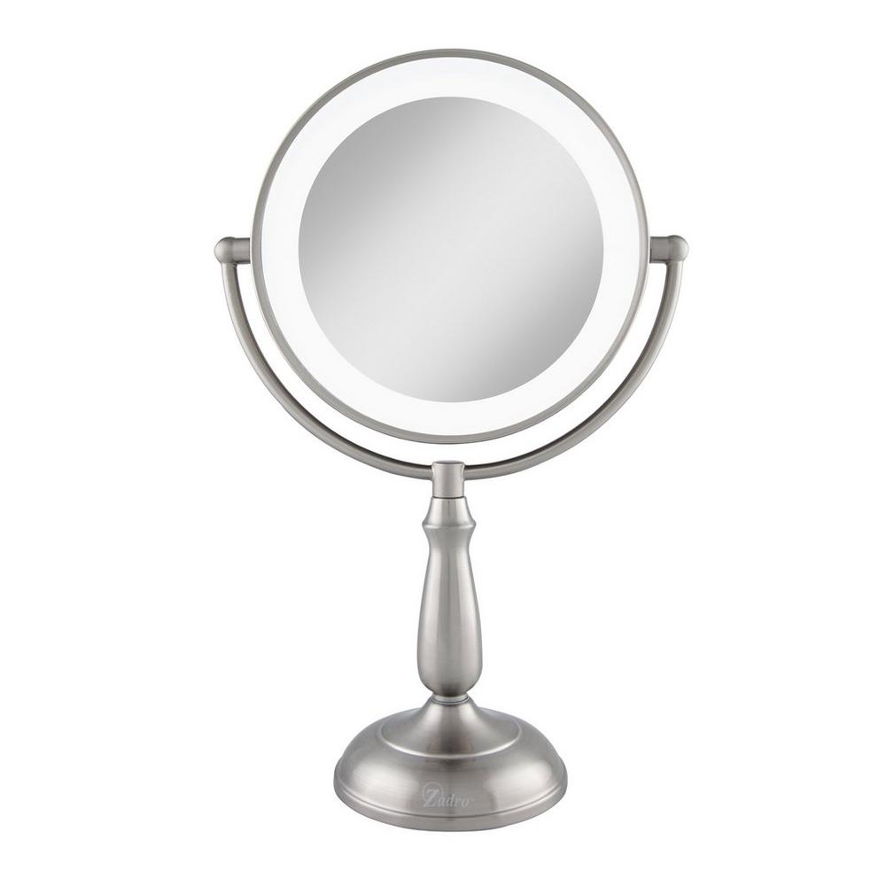 Zadro Classic Lighted Makeup Mirror With 10x/1x, Touch Control - Satin Nickel