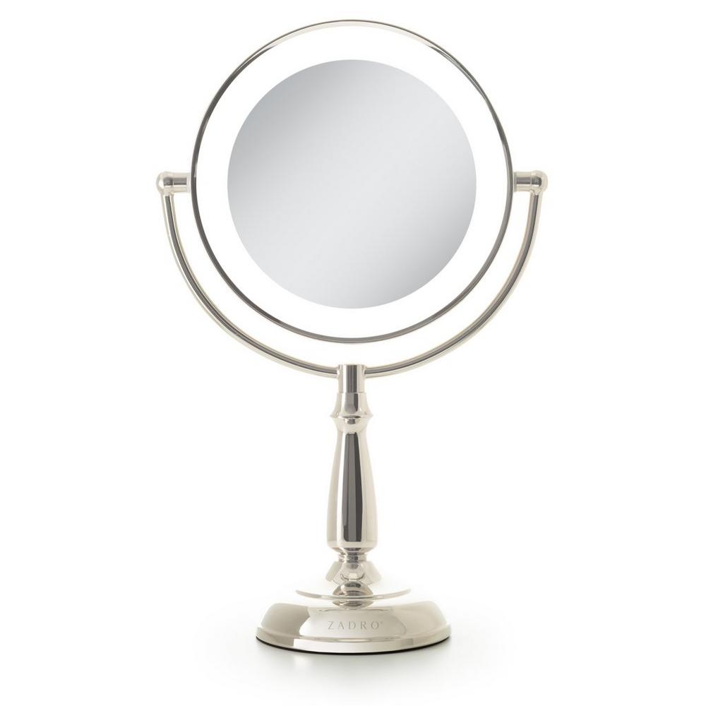 Zadro Classic Lighted Makeup Mirror With 5x/1x, Touch Control - Polished Nickel In Neutral