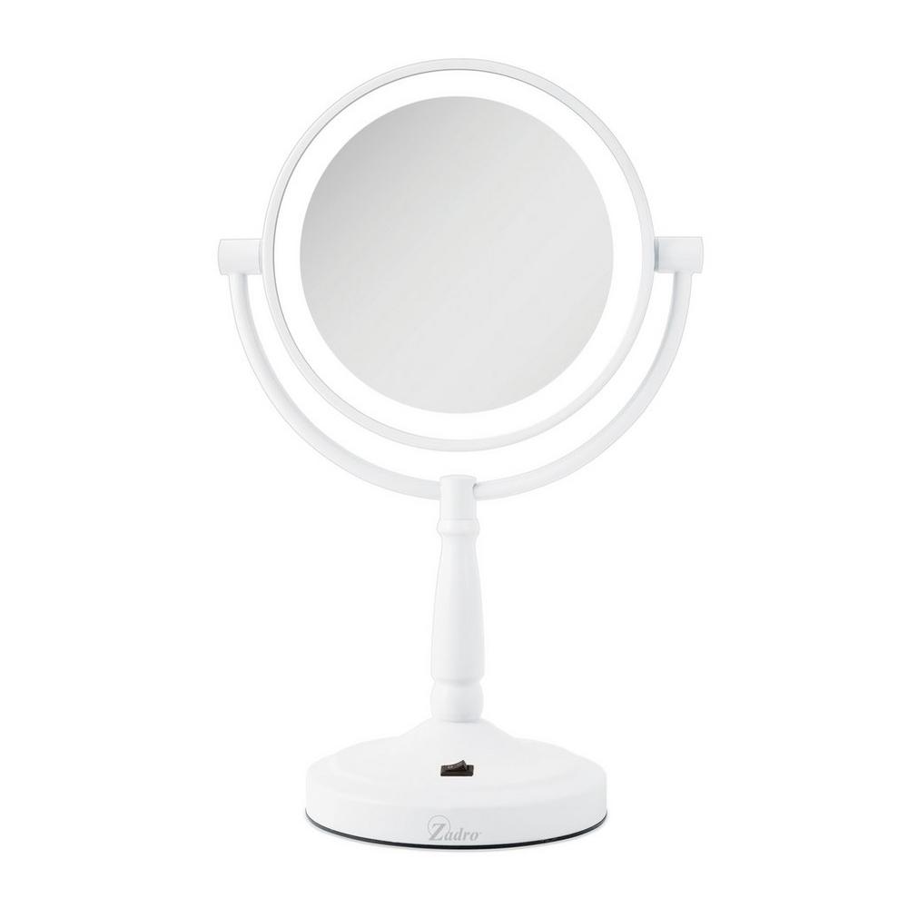Zadro Cordless Led Lighted Makeup Mirror With 10x/1x - White In White