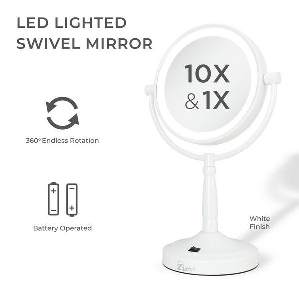 Zadro Cordless LED Lighted Makeup Mirror with 10X/1X #2