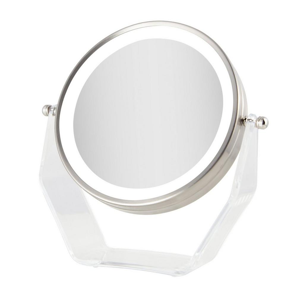 Zadro Led Lighted Makeup Mirror With Magnifications - Satin Nickel In Metallic