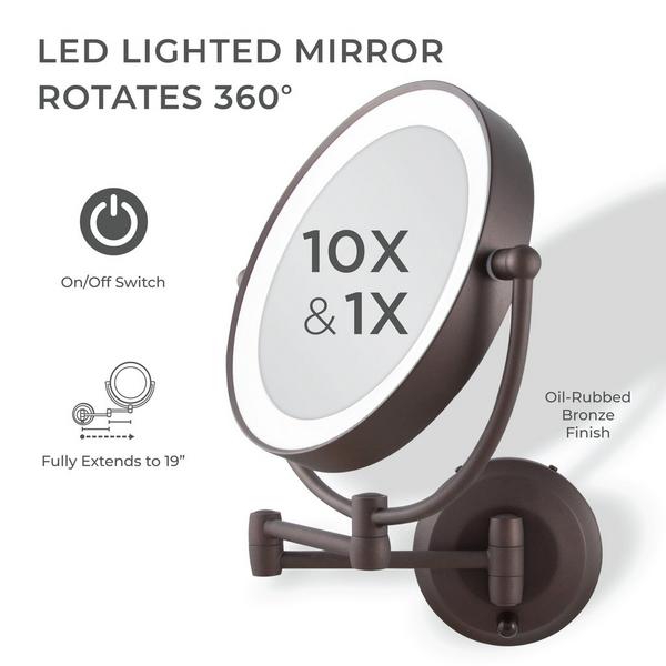 Zadro Lighted Wall Mounted Makeup Mirror with 10X/1X Battery/Cord #2