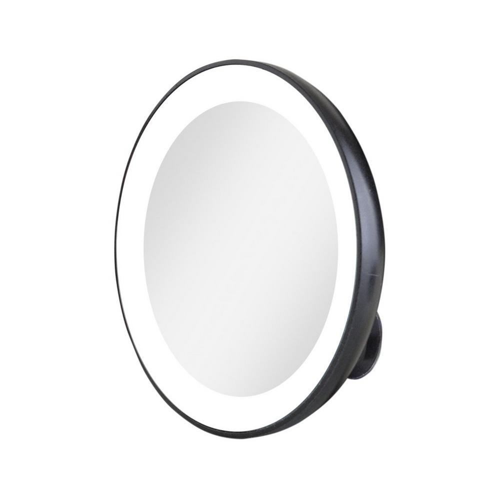 Zadro Led Ring Lighted Compact Mirror With 15x, Suction Cups - Black In Brown