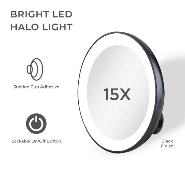 Zadro LED Ring Lighted Compact Mirror with 15X, Suction Cups #2