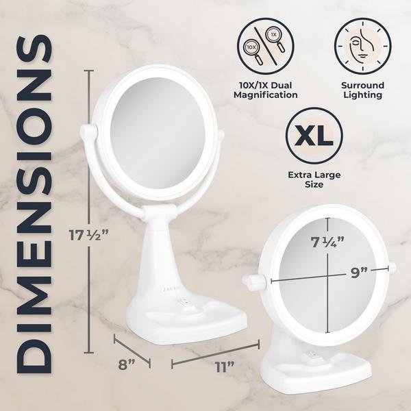 Zadro Max Bright Lighted Makeup Mirror with 10X/1X, Storage Tray #4