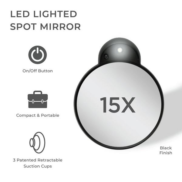 Zadro LED Lighted Compact Mirror with 15X, Suction Cups #2