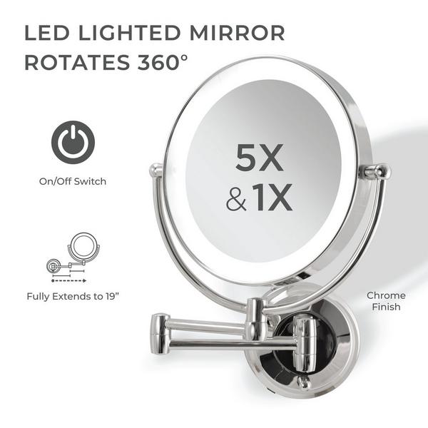 Zadro Lighted Wall Mounted Makeup Mirror with 5X/1X Battery/Cord #2