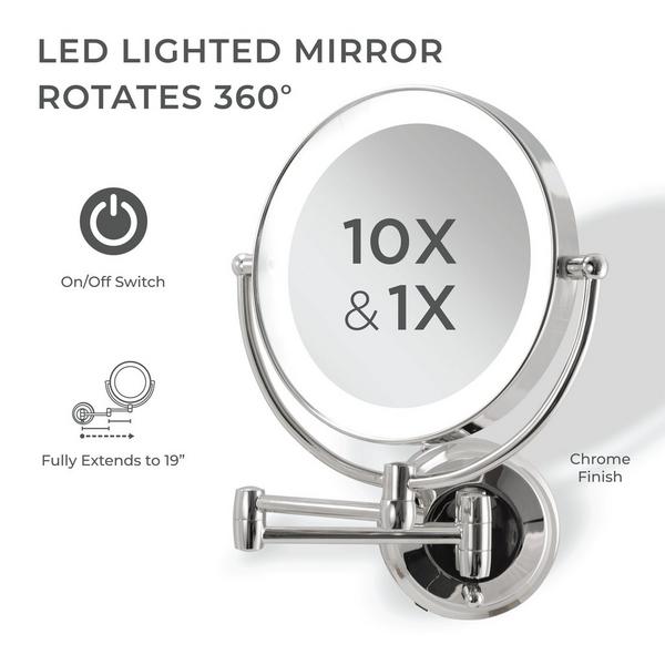 Zadro Lighted Wall Mounted Makeup Mirror with 10X/1X Battery/Cord #3