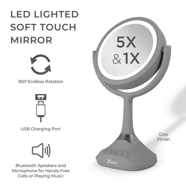 Zadro Lighted Makeup Mirror 5X/1X, Bluetooth & USB Charging Port #2