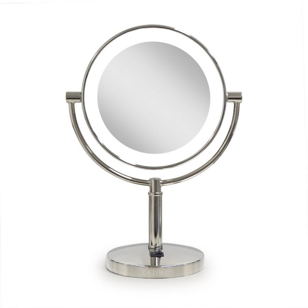Zadro Laguna, Led Lighted Makeup Mirror With 5x/1x - Polished Nickel In Silver