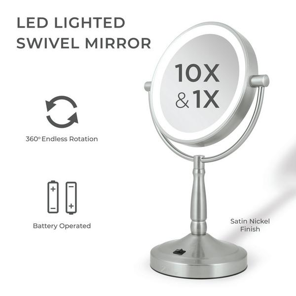 Zadro Cordless LED Lighted Makeup Mirror with 10X/1X #2