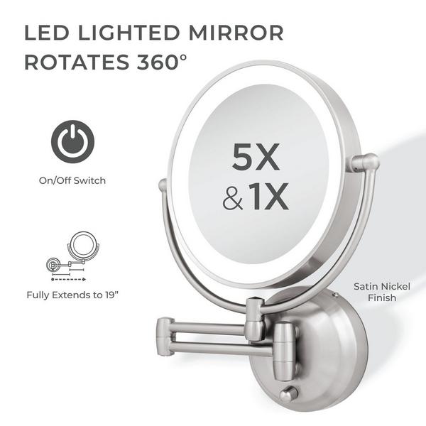 Zadro Lighted Wall Mounted Makeup Mirror with 5X/1X Battery/Cord #2