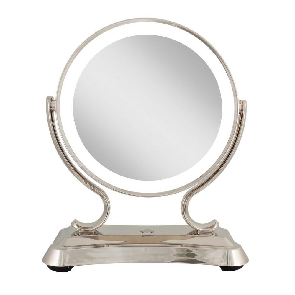 Zadro Glamour LED Lighted Makeup Mirror with 5X/1X Magnification - Nickel