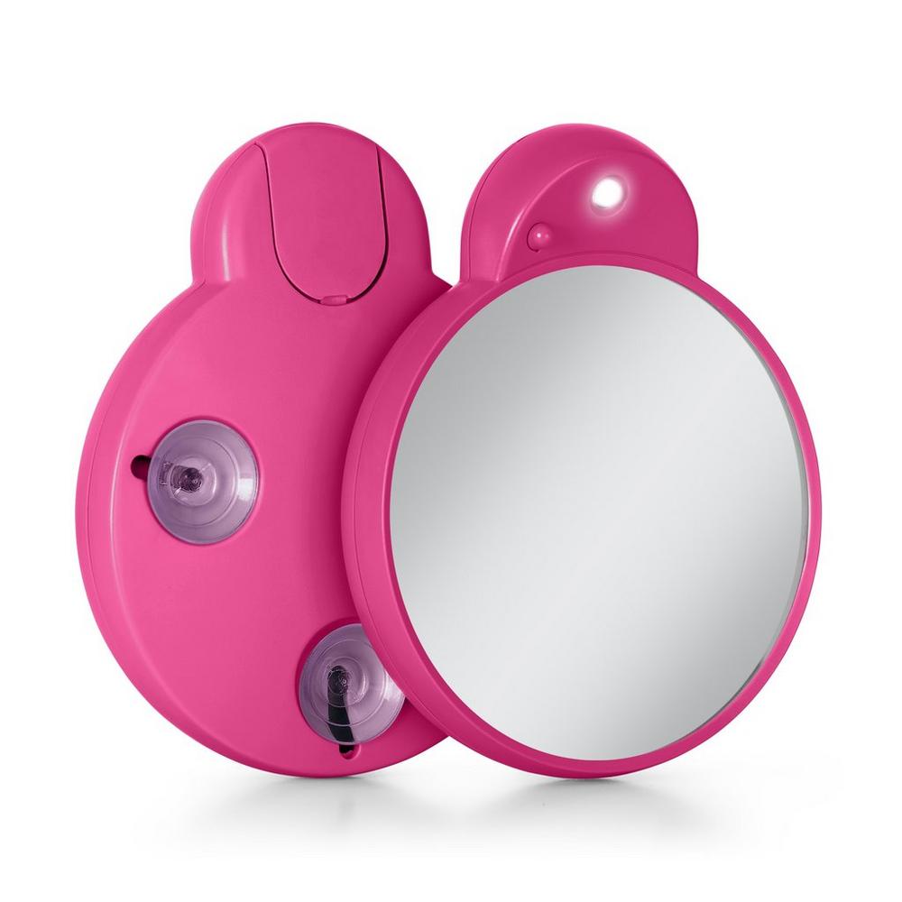 Zadro Led Lighted Compact Mirror With 10x, Suction Cups - Pink In Pink