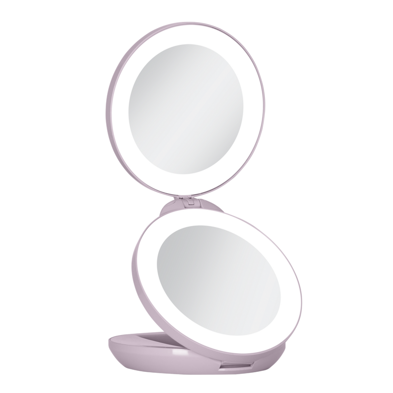 Zadro - Cinnamon Slate Folding LED Lighted Travel Mirror with 10X