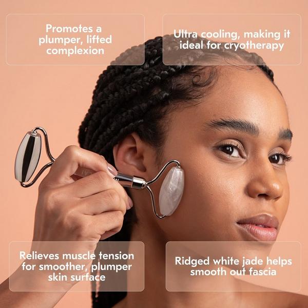 Mount Lai Vitality Qi White Jade & Stainless Steel Dual-Action Facial Roller #2