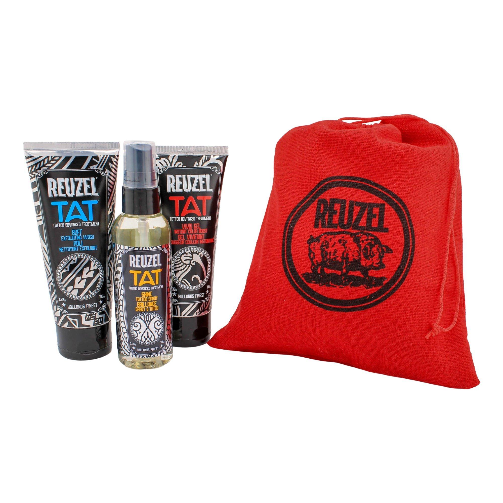 REUZEL TAT Buff Exfoliating Cleanser, Vivid Tattoo Gel, & Shine Tattoo Spray Trio #1