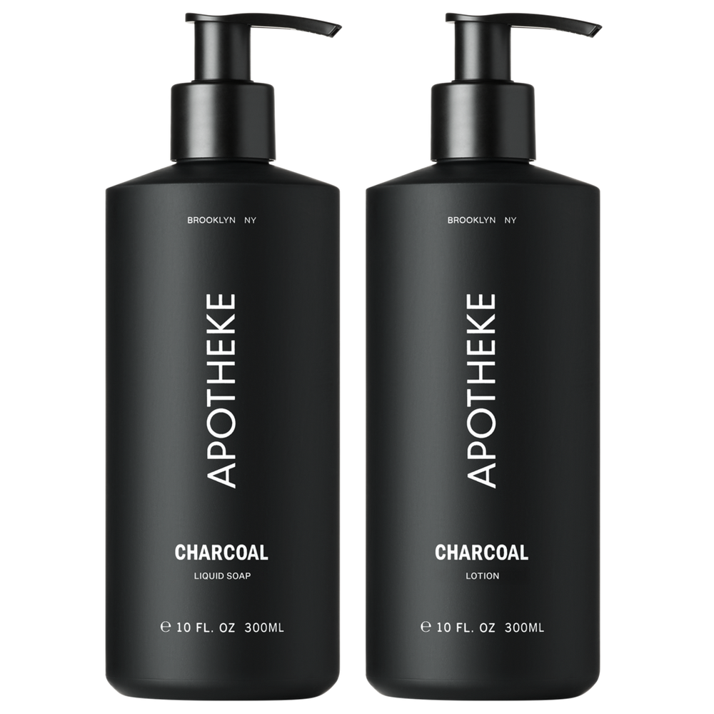 Apotheke Charcoal Liquid Soap And Lotion Duo In Black