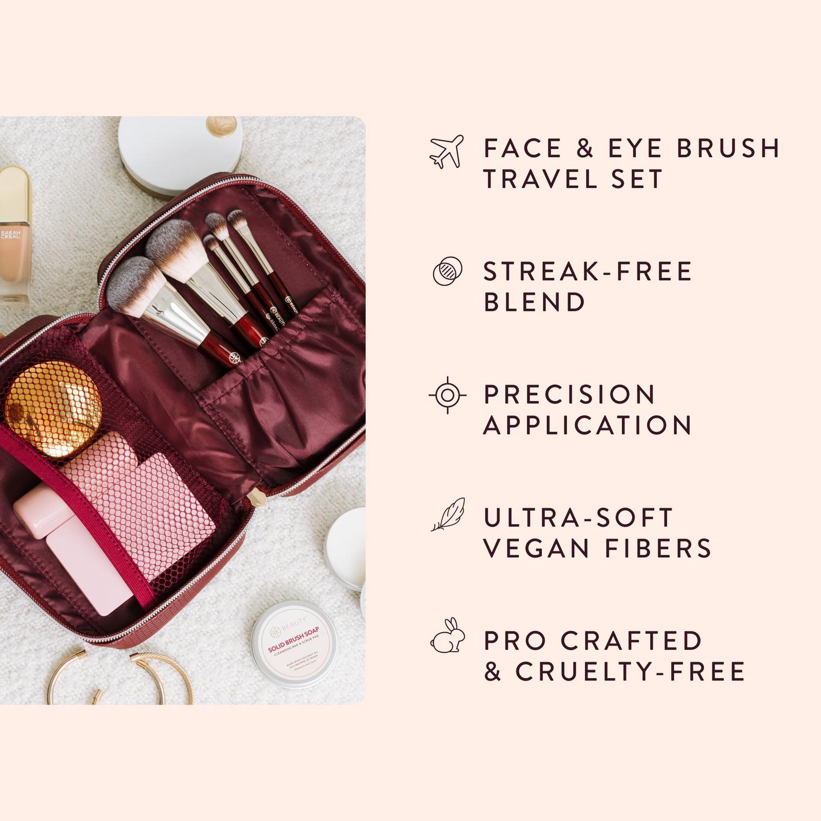 Travel Brush Set with Vegan Leather Pouch