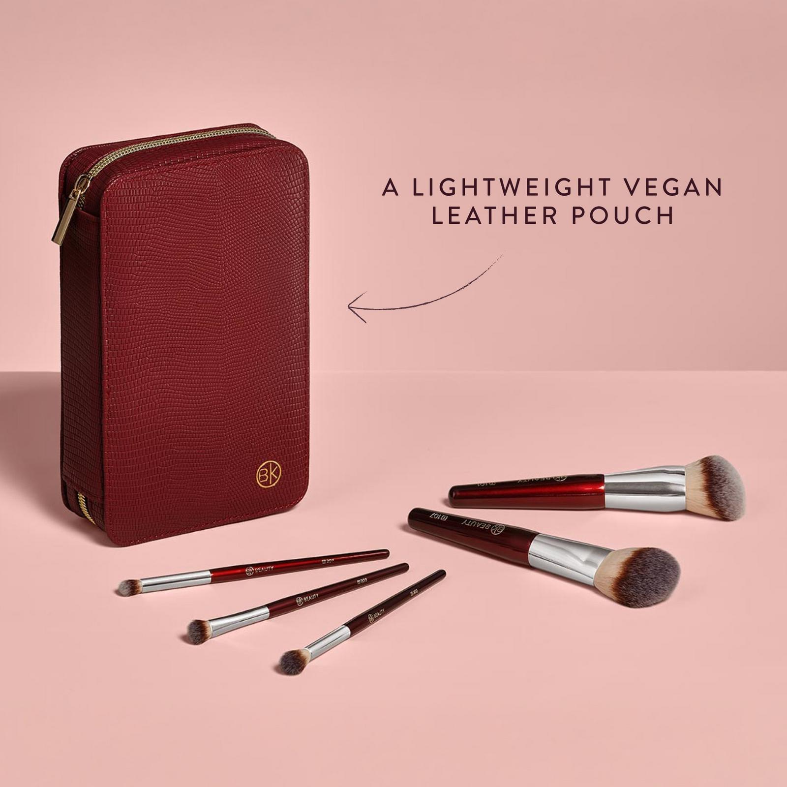 Travel Brush Set with Vegan Leather Pouch