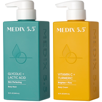 Smooth + Glow Duo | Glycolic + Lactic Acid Body Wash, Vitamin C + Turmeric Body Cream