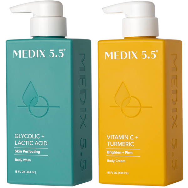 Medix 5.5 Smooth + Glow Duo | Glycolic + Lactic Acid Body Wash, Vitamin C + Turmeric Body Cream #1