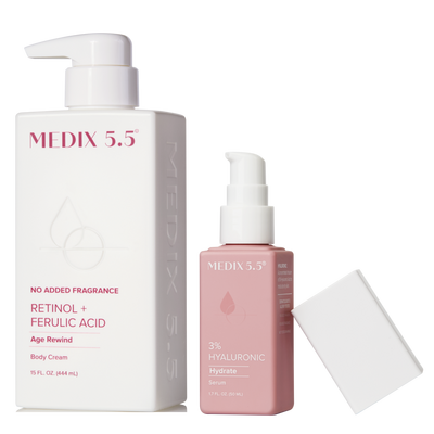Medix 5.5 Refine + Hydrate Duo | Fragrance Free Retinol Body Cream, 3% Hyaluronic Acid Serum