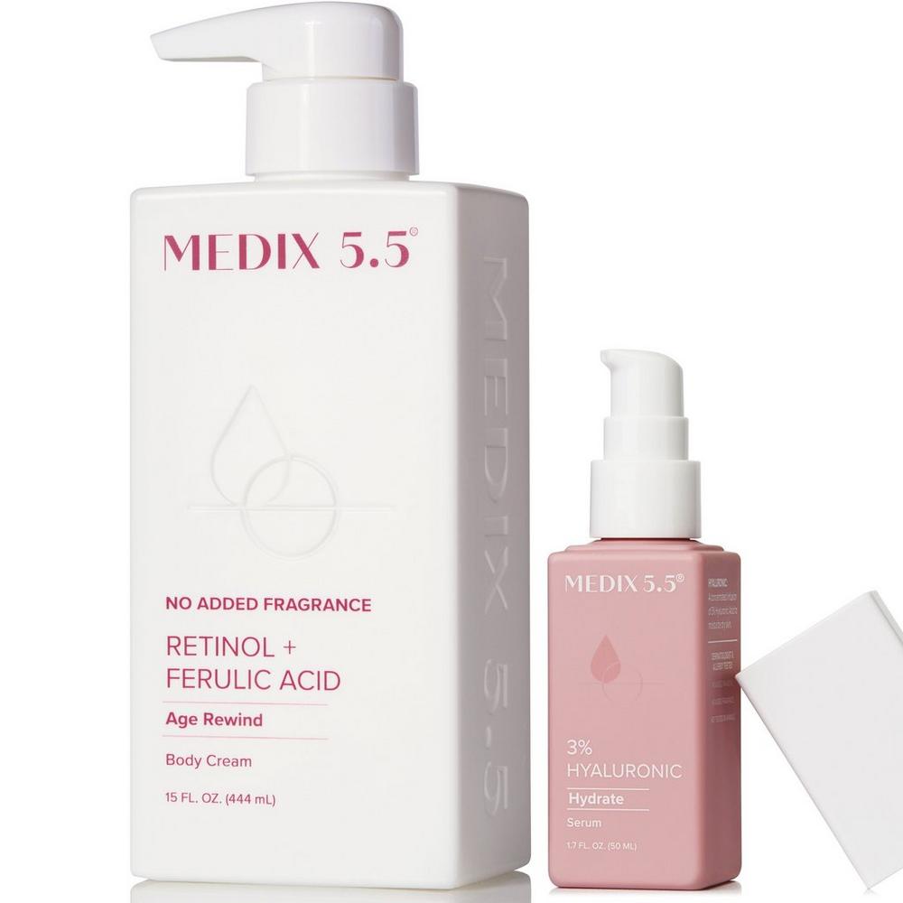 Medix 5.5 Refine + Hydrate Duo | Fragrance Free Retinol Body Cream, 3% Hyaluronic Acid Serum