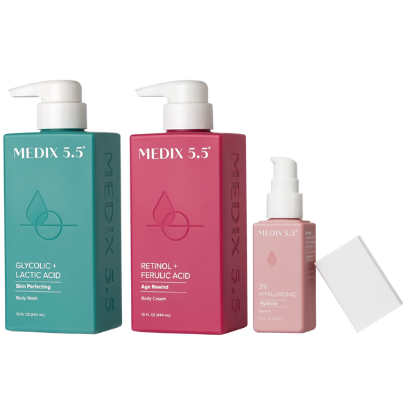 Medix 5.5 Smooth + Hydrate Trio | Glycolic Body Wash, Retinol Body Cream, 3% Hyaluronic Acid Serum #1