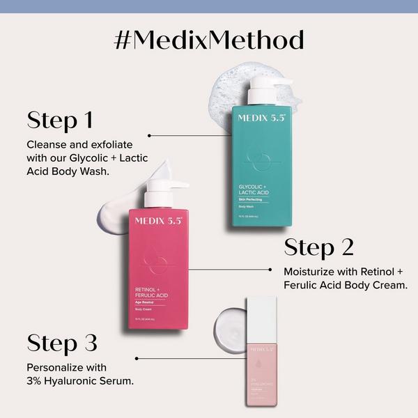Medix 5.5 Smooth + Hydrate Trio | Glycolic Body Wash, Retinol Body Cream, 3% Hyaluronic Acid Serum #8