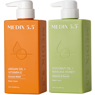 Medix 5.5 Nourish + Renew Duo | Coconut Oil + Manuka Honey Body Cream, Argan Oil Body Cream