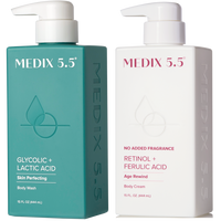 Firm + Smooth Duo | Glycolic Body Wash, Fragrance Free Retinol + Ferulic Acid Body Cream