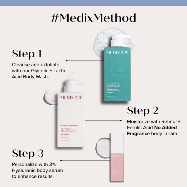 Medix 5.5 Firm + Smooth Duo | Glycolic Body Wash, Fragrance Free Retinol + Ferulic Acid Body Cream #9
