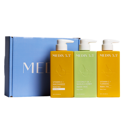 Medix 5.5 Nourish + Glow Gift Set | Vitamin C Body Wash, Vitamin C Body Cream, Coconut Body Cream