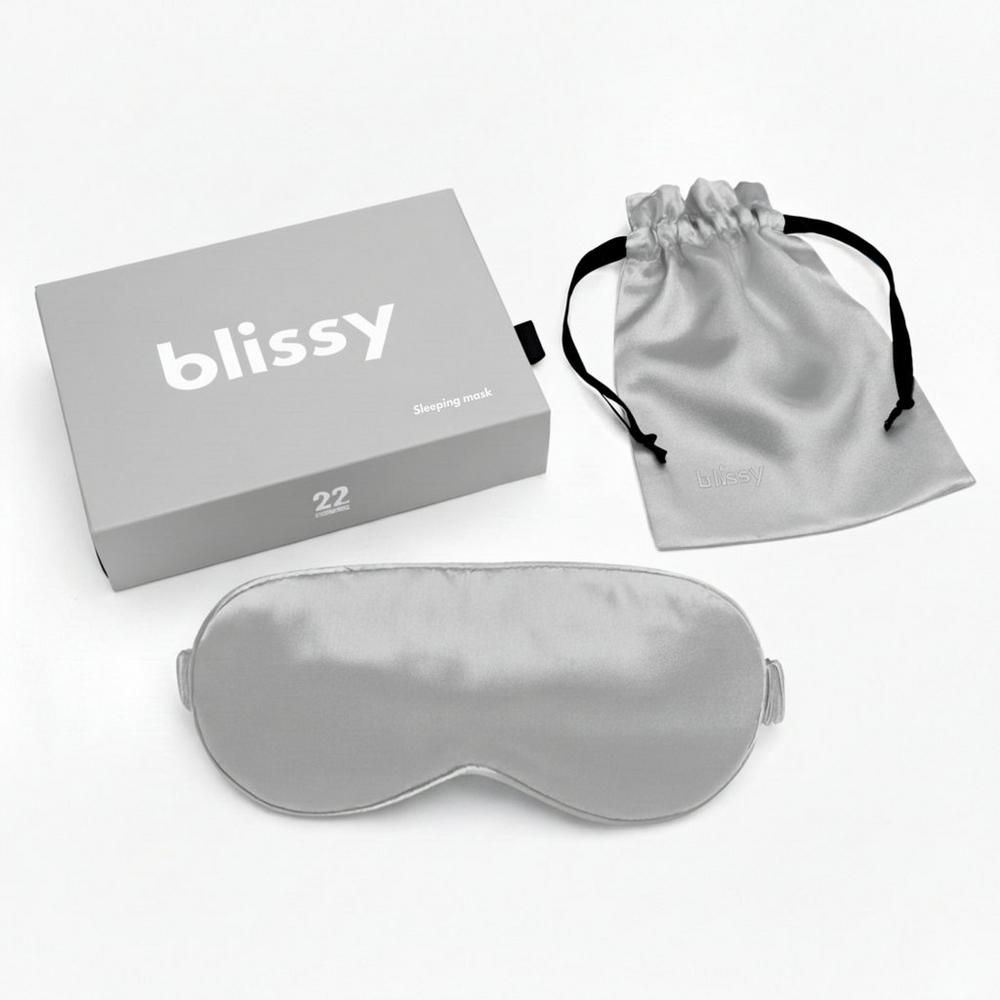 Blissy Sleep Mask - Silver In Gray
