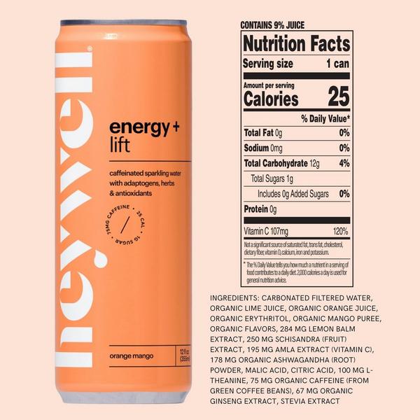 Heywell Energy + Lift Sparkling Orange Mango 12-Pack #7