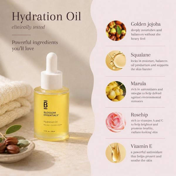 Blossom Essentials Hydration Oil - Lightweight Antioxidant Face, Body & Hair Oil with Squalane #4