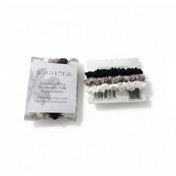 White Lotus Beauty Cruelty Free Mulberry Silk Scrunchies 3-Pack #2