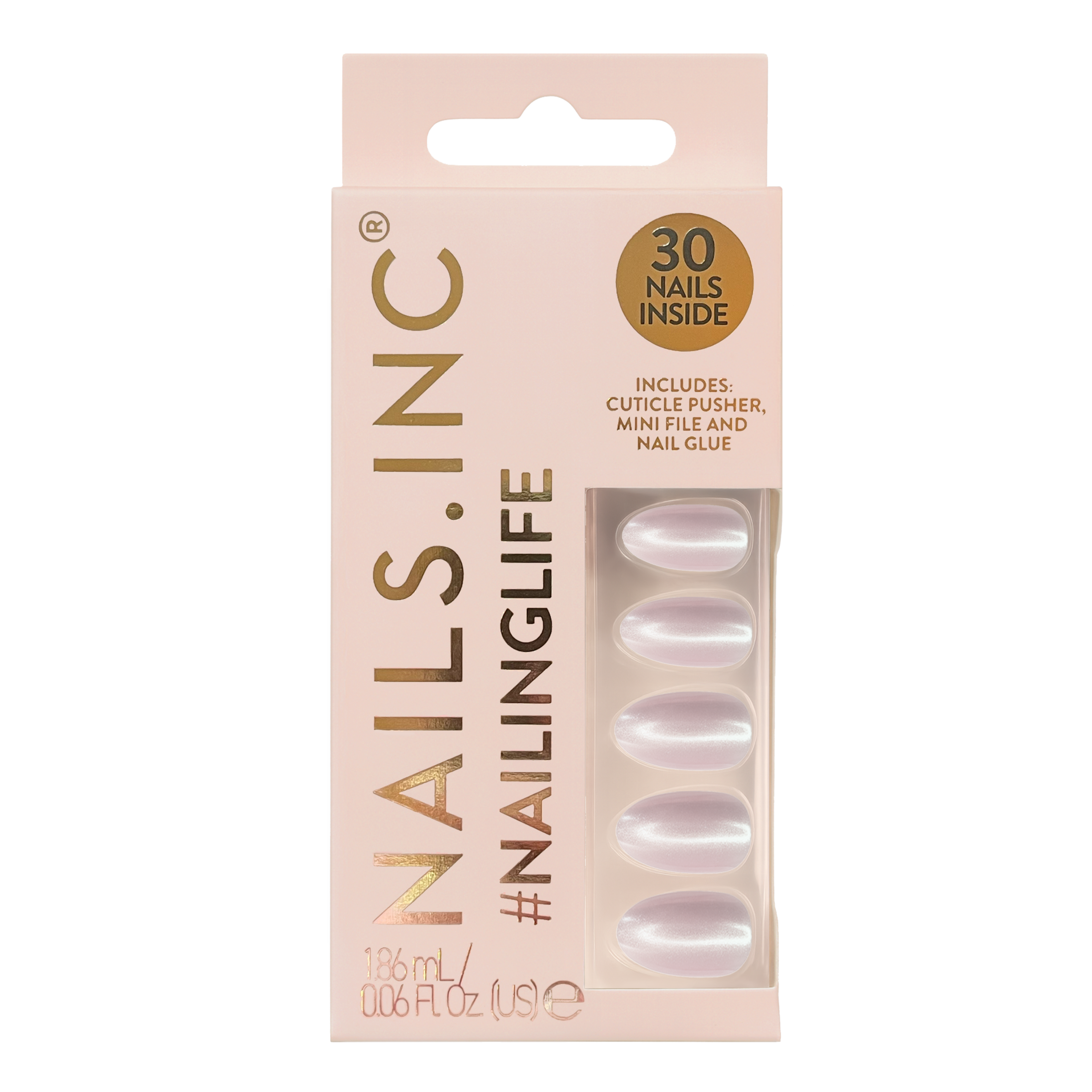 Nails Inc. NailingLife Just Like Hailey Pink Glaze Chrome Effect Press-On Nails #1