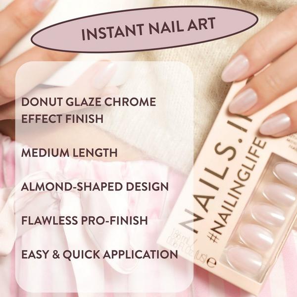 Nails Inc. NailingLife Just Like Hailey Pink Glaze Chrome Effect Press-On Nails #4