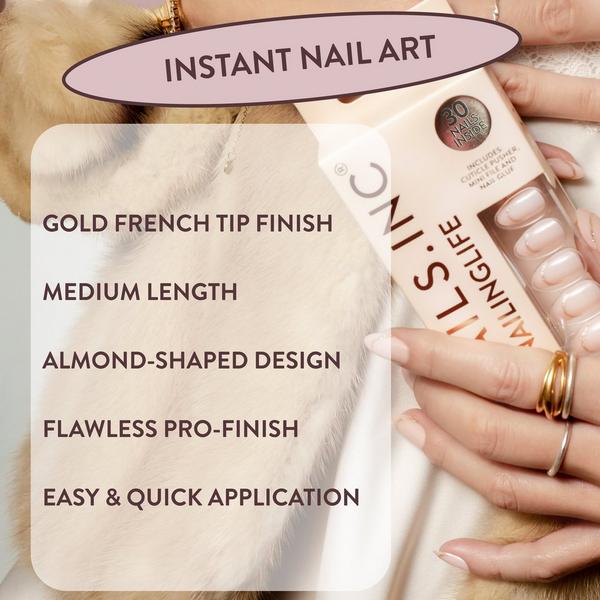 Nails Inc. NailingLife Style It Like Sabrina Gold French Tip Press-On Nails #4