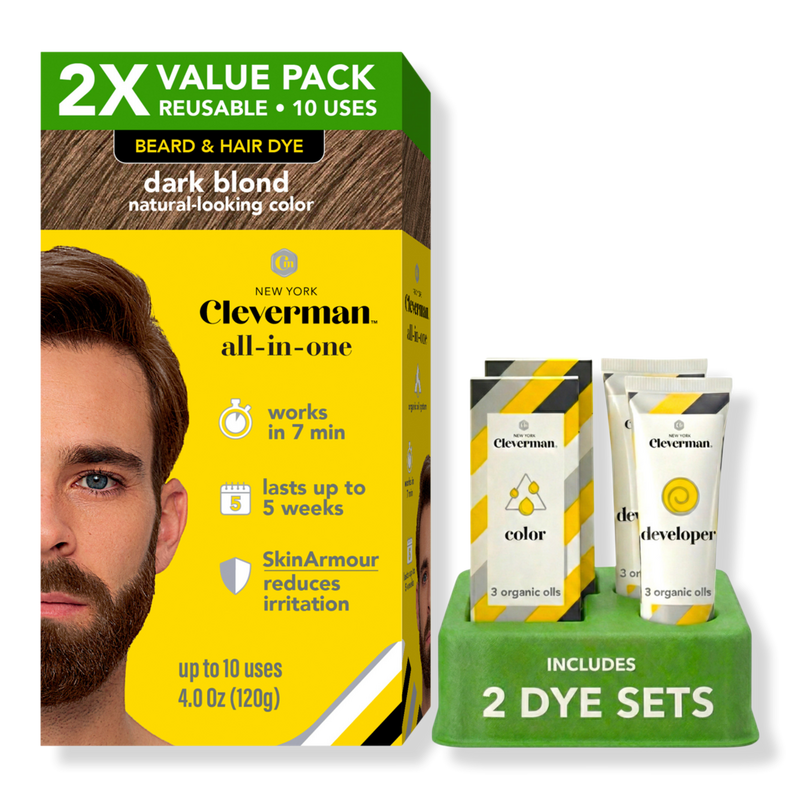 Cleverman - Dark Blond 2X Pack Reusable Beard & Hair Dye Kit