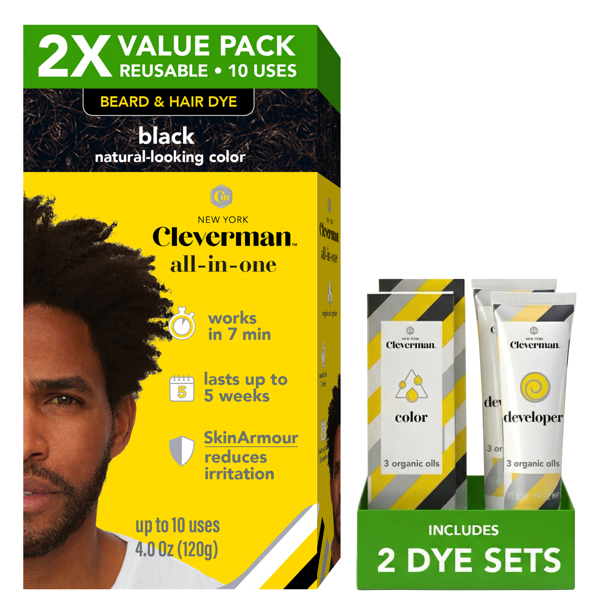 Cleverman Coarse & Coily Hair Reusable Beard & Hair Dye Kit #1