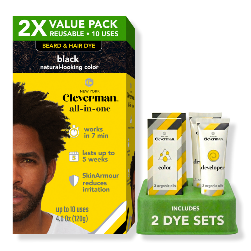 Cleverman - Black 2X Pack Coarse & Coily Hair Reusable Beard