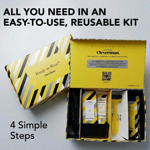 Cleverman Coarse & Coily Hair Reusable Beard & Hair Dye Kit #8